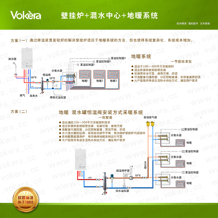 壁挂炉+混水中心+地暖系统