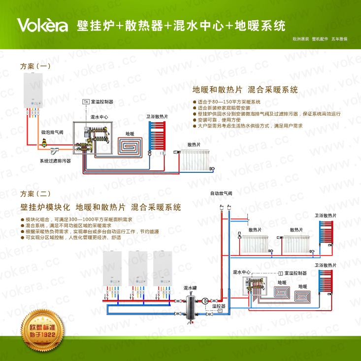 壁挂炉+散热器+混水系统+地暖系统